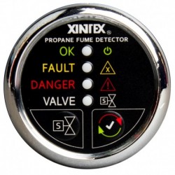 Fireboy-Xintex Propane Fume Detector w/Plastic Sensor & Solenoid Valve - Chrome Bezel Display