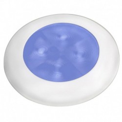 Hella Marine Slim Line LED 'Enhanced Brightness' Round Courtesy Lamp - Blue LED - White Plastic Bezel - 12V