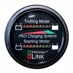 Dual Pro Battery Fuel Gauge - Marine Dual Read Battery Monitor - 12V System - 15' Battery Cable