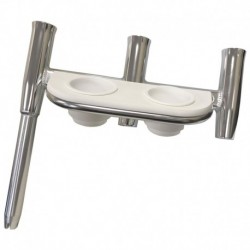 Tigress Offset Triple Rod Holder w/Cup Holders - Starboard Side - Polished Aluminum