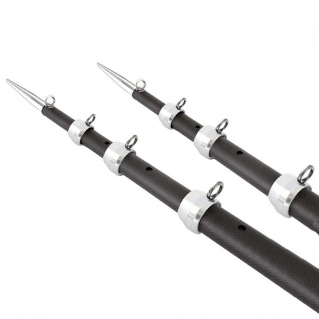 Tigress XD 3k Carbon Fiber Telescoping Outrigger Poles - 18 feet - Matte Black/ Silver - Pair