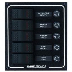 Paneltronics Waterproof DC 5 Position Lighted Rocker & Fuse