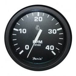 Faria 4" Heavy-Duty Black Tachometer (4000 RPM) (Mag Pick-Up) (Diesel)