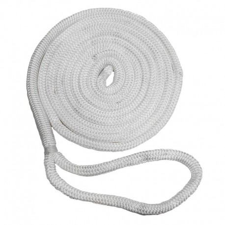 New England Ropes 3/8" x 25' Nylon Double Braid Dock Line - White