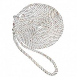 New England Ropes 3/8" X 20' Premium Nylon 3 Strand Dock Line - White w/Tracer