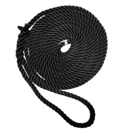 New England Ropes 3/8" X 15' Premium Nylon 3 Strand Dock Line - Black