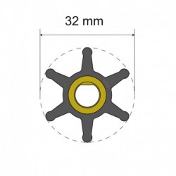 Albin Pump Premium Impeller Kit - 32 x 8 x 12mm - 6 Blade - Single Flat Insert