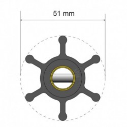 Albin Pump Premium Impeller Kit - 51 x 22 x 12.7mm - 6 Blade - Pin Insert