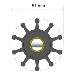 Albin Pump Premium Impeller Kit - 51 x 12 x 22mm - 10 Blade - Pin Insert