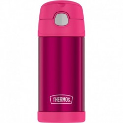 Thermos FUNtainer Stainless Steel Insulated Pink Water Bottle w/Straw - 12oz