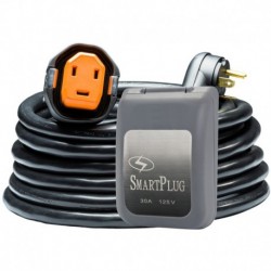 SmartPlug RV Kit 30 Amp 30' Dual Configuration Cordset - Black (SPX X Park Power) & Non Metallic Inlet - Gray