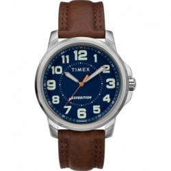 Timex Men' s Expedition Metal Field Watch - Blue Dial/Brown Strap