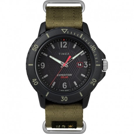 Timex Gallatin Nylon Slip-Thru Watch - Solar Green/Black Dial