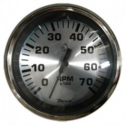 Faria Spun Silver 4" Tachometer (7000 RPM) (Outboard)