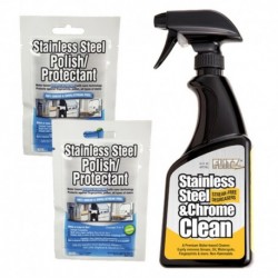 Flitz Stainless Steel & Chrome Cleaner w/Degreaser 16oz Spray Bottle w/2 Stainless Steel Polish/Protectant Towelette Packets