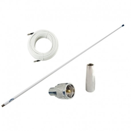 Glomex 4' Glomeasy VHF Antenna 3dB w/FME Termination, 6M Coaxial Cable, RA300 Adapter & PL259 Connector