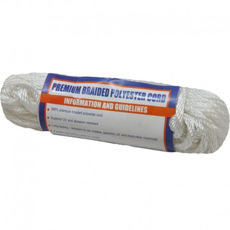 Sea-Dog Solid Braid Polyester Cord Hank - 1/8" x 50' - White