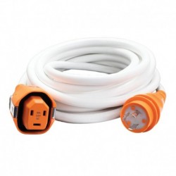 SmartPlug 30AMP/125V Cordset Female, SmartPlug Boatside & 30AMP Twist Type Dockside - White - 25'