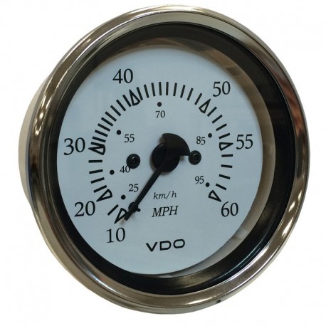 VDO Cockpit Marine 85MM (3-3/8") Pitot Speedometer - 0 to 60 MPH - White Dial/Chrome Bezel