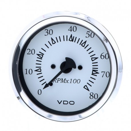 VDO Cockpit Marine 85MM (3-3/8") Outboard Tachometer - White Dial/Chrome Bezel