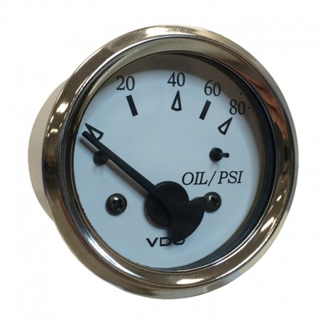 VDO Cockpit Marine 52MM (2-1/16") Oil Pressure Gauge - White Dial/Chrome Bezel