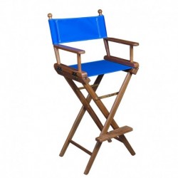 Whitecap Captain' s Chair w/Blue Seat Covers - Teak