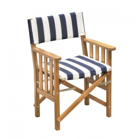 Whitecap Director' s Chair II w/Navy & White Cushion - Teak