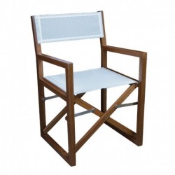 Whitecap Director' s Chair w/White Batyline Fabric - Teak
