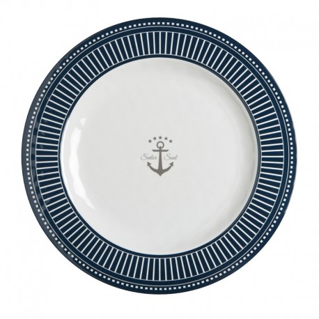 Marine Business Melamine Flat, Round Dinner Plate - SAILOR SOUL - 10" Set of 6