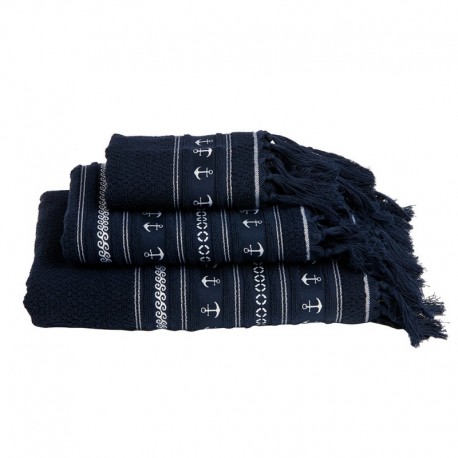 Marine Business Navy/Anchors Towel Set - SANTORINI - Set of 3