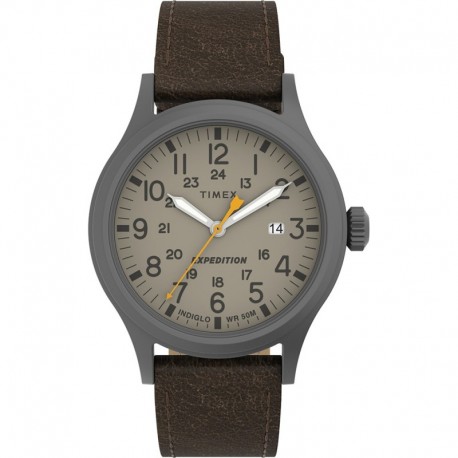 Timex Expedition Scout - Khaki Dial - Brown Leather Strap