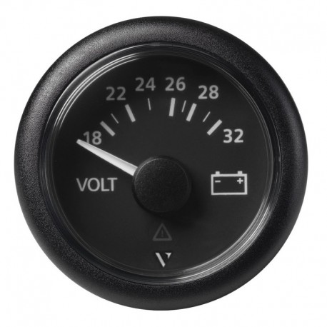 Veratron 52mm (2-1/16") Viewline Voltmeter 18-32V - Black Dial & Bezel