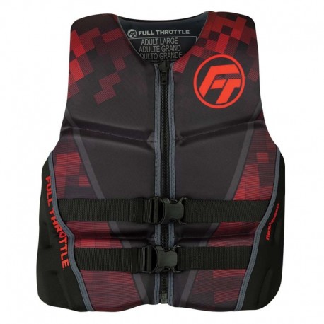 Full Throttle Men' s Rapid-Dry Flex-Back Life Jacket - S - Black/Red