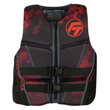 Full Throttle Men' s Rapid-Dry Flex-Back Life Jacket - L - Black/Red
