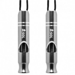S.O.L. Survive Outdoors Longer Rescue Metal Whistle- 2 Pack