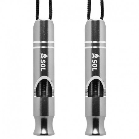 S.O.L. Survive Outdoors Longer Rescue Metal Whistle- 2 Pack