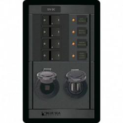 Blue Sea 1495 - 360 Panel - 4 Position 12V w/Dual USB & 12V Socket