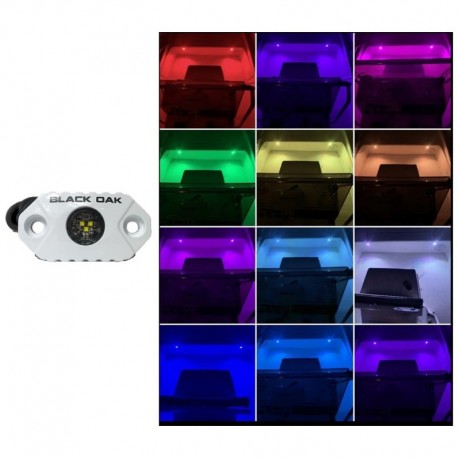 Black Oak Rock Accent Light - RGB - White Housing