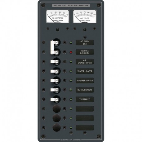 Blue Sea 8074 AC Main +8 Positions Toggle Circuit Breaker Panel - White Switches