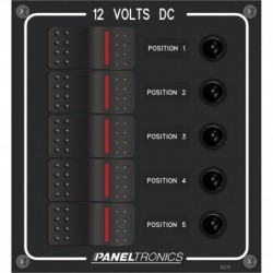 Paneltronics Waterproof Panel - DC 5-Position Illuminated Rocker Switch & Circuit Breaker