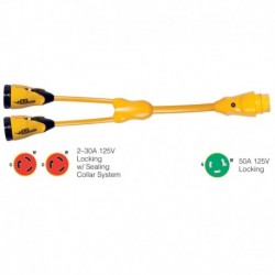 Marinco Y503-2-30 EEL (2)-30A-125V Female to (1)50A-125V Male - "Y" Adapter - Yellow