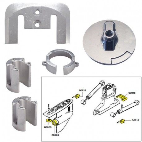 Tecnoseal Anode Kit w/Hardware - Mercury Bravo 1 - Magnesium