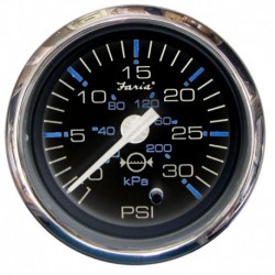 Faria Chesapeake Black 2" Water Pressure Gauge (30 PSI)