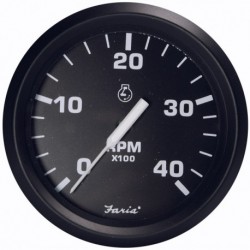 Faria Euro Black 4" Tachometer - 4000 RPM (Diesel - Magnetic Pick-Up)