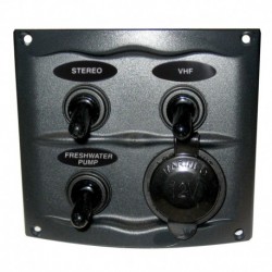 Marinco Waterproof Panel w/3 Switches - 12V - Grey