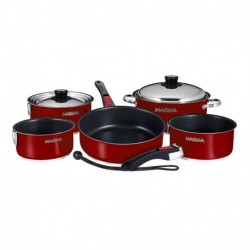 Magma 10 Piece Induction Non-Stick Enamel Finish Cookware Set - Magma Red