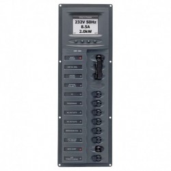 BEP AC Circuit Breaker Panel w/Digital Meters, 8SP 2DP AC230V ACSM Stainless Steel Vertical