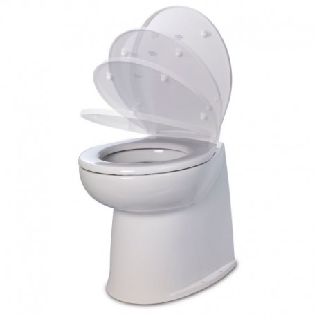 Jabsco 17" Deluxe Flush Fresh Water Electric Toilet w/Soft Close Lid - 24V