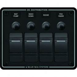 Blue Sea 8372 Water Resistant 4 Position - Black - Horizontal Mount Panel