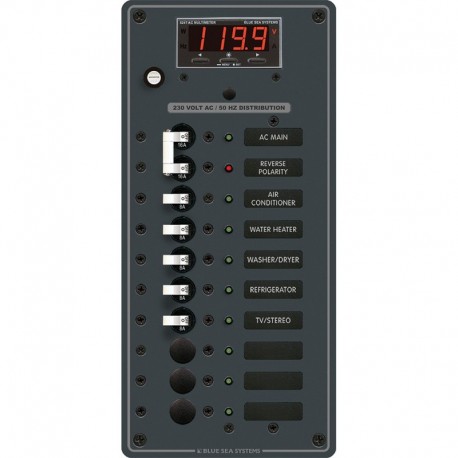 Blue Sea 8506 Breaker Panel - AC Main + 8 Positios (European) - White